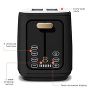 Made by Gather 19039 Beautiful Drew Barrymore 2 Slice Toaster Black