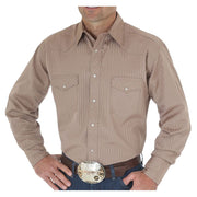 Wrangler Sport Western Snap Long-Sleeve Shirt for Men - Khaki - M