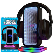 Allstar Innvoations MrBeast Feastables Gaming Headphone Stand with RGB Infinity Mirror Light, Universal Over-Ear Headset Holder, USB Powered, Matte Black