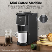 Mecity Mini Single Serve Coffee Maker for Ground Coffee and Loose Tea, Compact Black, 6-12 Oz Brew, KC3002-Black