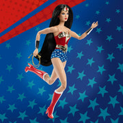 Mattel Barbie Wonder Woman Doll, Collectible with Red and Blue Star-Spangled Tank Suit, Golden Accessories, Lasso of Truth, Doll Stand, JBJ36