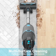 YOMA Cordless Stick Vacuum Cleaner, 30Kpa Suction, 60 Min Runtime, LED Touchscreen, Flexible Swivel Brush with LED Lights, HEPA Filtration, V11