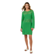 Edited by Remi Bader Women's Long Sleeve Crochet Mini Dress, Green, M