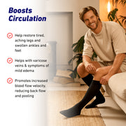 Neo G Men's Therapeutic Socks (20-30mmHg) - x-Large, Black - Crafted from Soft Microfiber