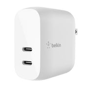 Belkin WCY003dqSL-WM 40W Dual Wall Charger with 2 USB-C Ports, White