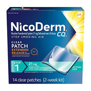 NicoDerm 142020 CQ Nicotine Patch, Clear, Step 1 to Quit Smoking, 21mg, 14 Count