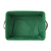 Mainstays MS3500021874004 Green Corduroy Decorative Storage Basket with Leather Handles