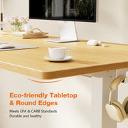 Concetta Electric Standing Desk, Height Adjustable with Electric Lift, Oak Finish, 55in x 24in Workstation