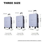 Travelhouse T603101S-2 Hardside Luggage 3 Piece Set Hardshell Lightweight Suitcase with TSA Lock Spinner Wheels (Sliver)