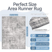 SUMLANS Area Rug, 5x7 ft, Blue, Ultra-Thin Moroccan Boho Style with Geometric Pattern, Non-Slip Backing, Machine Washable