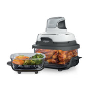 Ninja Crispi 3-in-1 Glass Air Fryer, 1500W Portable Cooking System, 4-Qt and 5-Cup TempWare Glass Containers with Lids, Air Fry and Recrisp Functions, Dishwasher Safe, Red FN100RD