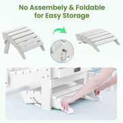 SERWALL HDPE Outdoor Ottoman Folding Patio Footstool, Weather-Resistant, Collapsible, White, 19.3x16.9x13.2 in, WM-SW-A061-012-001
