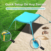 Easierhike 10x10 Beach Tent Sun Shelter, UPF 50+ Sun Protection, Windproof, Water-Resistant, Portable with Carry Bag, Turquoise