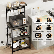 TYDIMOR Kitchen Bakers Rack with Outlets, Brown