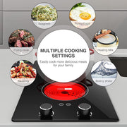 VBGK K20033 Electric Cooktop 2 Burner 12 Inch 2000W Electric Burner Countertop and Built-in Hot Plate