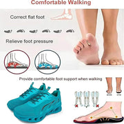 EXNOVFC Women's Wide Width Walking Shoes, Slip-Resistant EVA Sole, Breathable Mesh Upper, Grey, Size 5.5 US