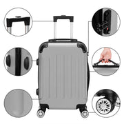 Zimtown Hardside Lightweight Spinner Gray 3 Piece Luggage Set with TSA Lock, Gray - Durable ABS