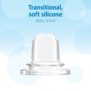 Dr. Brown's Milestones Narrow Sippy Spout Baby Bottle with 100% Silicone Handles, Soft Spout, 8oz, 2 Pack, Black & Ecru, BPA Free, 6m+