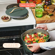 Beautiful 19917 12-Piece Ceramic Nonstick Cookware Set, Pots & Pans w/Strainer Lids, Thyme Green by Drew Barrymore