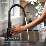 Moen Haelyn MotionSense Wave Touchless Single-Handle Pull-Down Kitchen Faucet, Power Clean Spray, Polished Chrome, High Arc Spout, 87627EWC