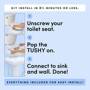 TUSHY Spa Warm Water Bidet Attachment with Adjustable Nozzle, Pressure Control, Warm-to-Cool Water, Noir/Gold, SPA 3.0