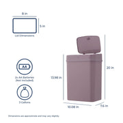 Nine Stars Automatic Bathroom Trash Can, 3.2 Gallon, Motion Sensor, Soft Close Lid, Hazy Purple, WM-DZT-12-5HP