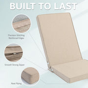 Unbranded Outdoor Seating Cushions Set of 2 Beige Faux Linen for Adirondack and Rocking Chairs with High-Density Foam, Water-Repellent Fabric, Removable Covers
