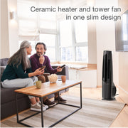 LASKO FHV801 Oscillating All Season Tower Fan and Space Heater with Remote and Timer Black