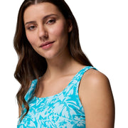 Columbia PFG Freezer III Sleeveless Athletic Dress with Sweat-Activated Cooling, UPF 30 Sun Protection, Ocean Teal Vacay Blooms, Medium, 1538021513M