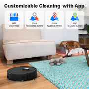 BObsweep Dustin Plus Self-Emptying Robot Vacuum & Mop with 100-Day Dock, 8000 Pa Suction, Jet Black - Wi-Fi Connected