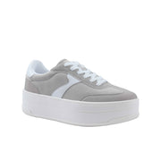 No Boundaries Women's Platform Sporty Sneakers, Lace-Up, Memory Foam Insole, Grey, Size 10