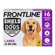 Frontline Shield Flea and Tick Treatment for Large Dogs 41-80 lbs, Waterproof Topical Formula, 6 Count, 855