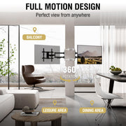 CondoMounts Full Motion Small Pillar TV Mount, No-Drill Strap-On for 32-70 Inch TVs, Holds 80 lbs, Fits 4-12 Inch Round & Square Posts, Silver, CLMTVA1144