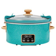 Pioneer Woman 6 Quart Locking Lid Digital Slow Cooker Crock Pot, Teal Speckle