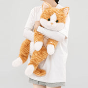 Vanelink Living CozyStripe Cat Plush Toy, Soft Stuffed Animal Pillow, Orange Calico