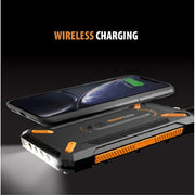 ToughTested TT-PBW-10C ROC 10000mAh Wireless Solar Power Bank, Black/Orange