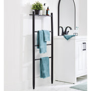 Better Homes & Gardens 9449BKWM Springwood Freestanding Acacia Wood Towel Ladder, 4 Tiers, Black