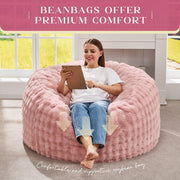 Hobestluk Bean Bag Chair, Memory Foam Filled, Plush Velvet Cover, Removable Machine Washable, Pink, 36 in