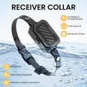 MASBRILL F383 Wireless Dog Fence System, 3-in-1 Electric Fence and Training Collar, Ultra-Precise 800M Range, Waterproof Rechargeable Collar, Supports Up to 3 Dogs, Black