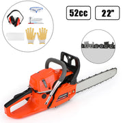 TOPTENG Gasoline Chainsaw with 22 in. Bar 52CC Engine 2-Cycle Powered Gas