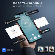 PokAir Smart Nugget Ice Maker Countertop, Wi-Fi App Controlled Portable Ice Maker, 44 lb/Day, Soft Chewable Pebble Ice, Self-Cleaning, Stainless Steel, HZB-20EN