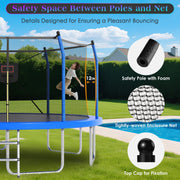 Euroco 14ft Round Trampoline with LED Lights, Basketball Hoop, Enclosure Net, Ladder, Galvanized Steel Frame, 1500 lbs Capacity