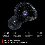 SteelSeries Arctis GameBuds Wireless Gaming Earbuds, Active Noise Cancellation, 2.4GHz and Bluetooth 5.3, 40H Battery, Black, 61706