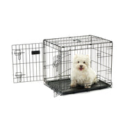 Carlson Pet Products Small Double Door Metal Dog Crate with Divider Panel, Foldable, Portable, Removable Washable Pan, 24 in L x 18 in W x 20.5 in H, 6021