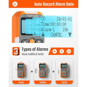 TOPTES Guard-101 4 in 1 Gas Leak Detecto, Monitor for H2S, CO, LEL, and O2, Orange