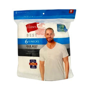 Hanes Best 6-Pack V-Neck Men's Casual T-Shirt, Cotton, White, Medium, Short Sleeve, Button Down Collar, Regular Fit