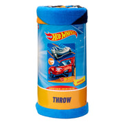 Hot Wheels Kids Blue Print Fleece Throw Blanket, Soft Coral Microfiber, 46 x 60 in