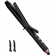 Farery Long Barrel Curling Iron, 1.25 Inch Ceramic Tourmaline Barrel Infused with Argan Oil and Keratin, 11 Adjustable Heat Settings, Includes Clips and Silicone Pad, Black FA099-32-B