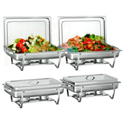 Vipsafe 8QT Rectangle Stainless Steel Chafing Dishes for Buffet, Full Pan 4 Pack