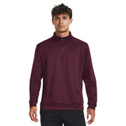 Under Armour Fleece Quarter-Zip Long-Sleeve Pullover for Men - Dark Maroon/Black - XL